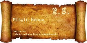 Mityin Bence névjegykártya